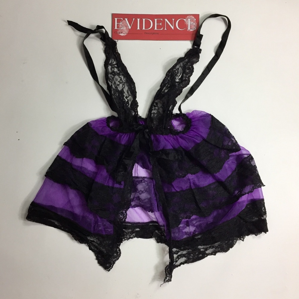Vintage Purple Black Lace Lingerie Top